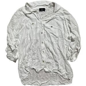 Vici Women's Shirt Wide Long Sleeve White Button Up Top Size Medium M